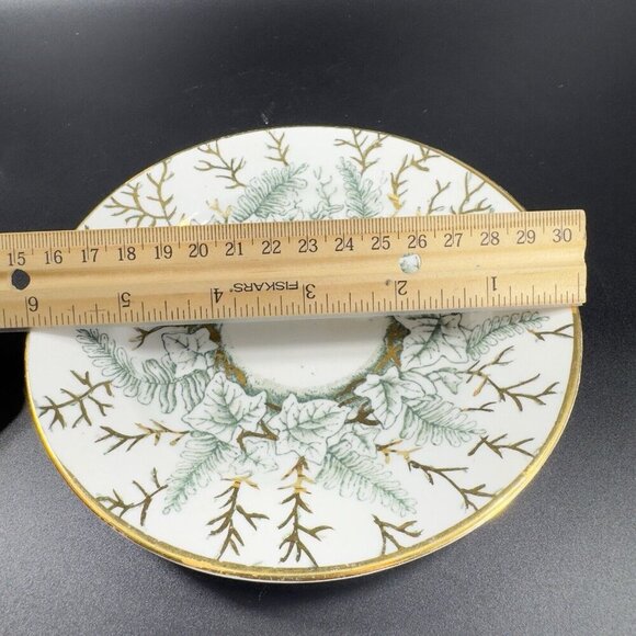 Antique R And Son Fine Porcelain Dish Plate Set 2 Dishes Plates Round IVY VTG - Picture 4 of 11